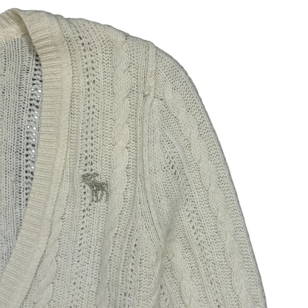 Abercrombie & Fitch Vintage Y2K Cream Angora Blend Preppy V Neck Knit Sweater M